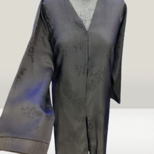 Charcoal Gray Floral Abaya