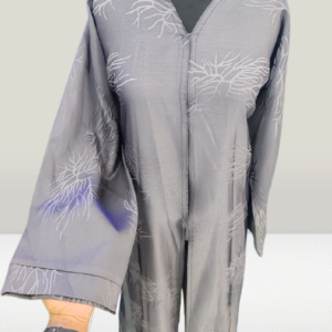 Grey Abaya with Branch Motif